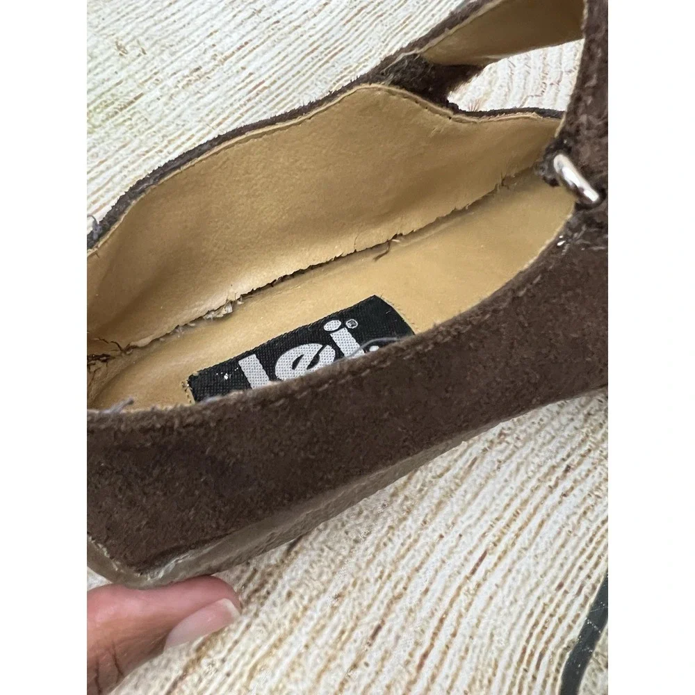 Y2K LEI Brown Leather Mary Jane Flats 7.5M Comfort Boho Cottagecore Earthy Indie